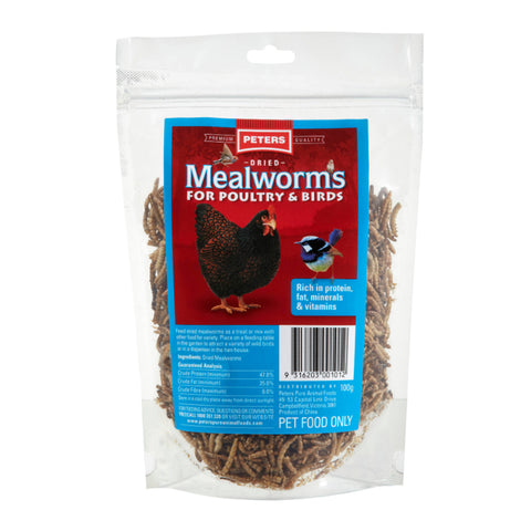 Peters Dried Mealworms for Poultry & Birds 100g