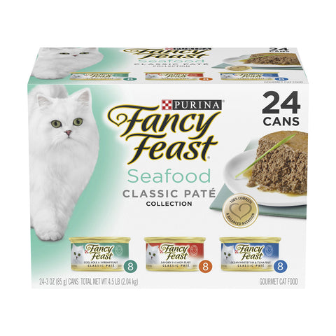 Fancy Feast Variety Pack Seafood Classic Pate Adult Wet Cat Food 24x85g