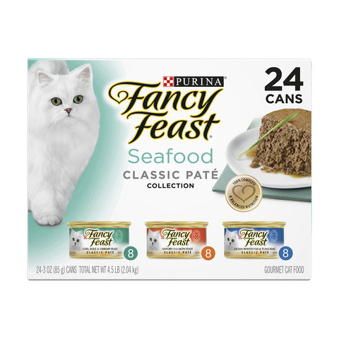 Fancy Feast Variety Pack Seafood Classic Pate Adult Wet Cat Food 24x85g