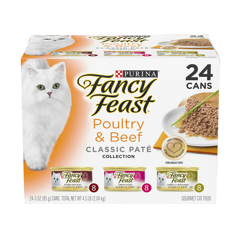 Fancy Feast Variety Pack Poultry & Beef Classic Pate Adult Wet Cat Food 24x85g