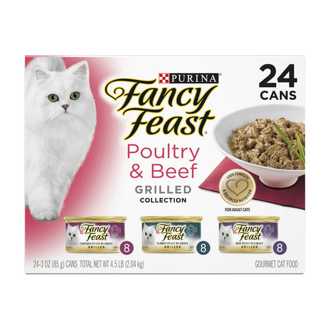 Fancy Feast Variety Pack Poultry & Beef Grilled Adult Wet Cat Food 24x85g