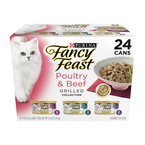 Fancy Feast Variety Pack Poultry & Beef Grilled Adult Wet Cat Food 24x85g