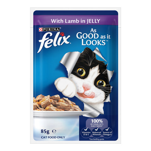 Felix Meat Menus in Jelly Adult Wet Cat Food Pouches 12x85g