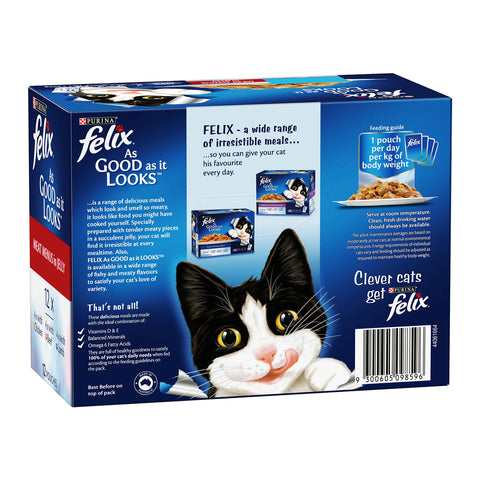 Felix Meat Menus in Jelly Adult Wet Cat Food Pouches 12x85g