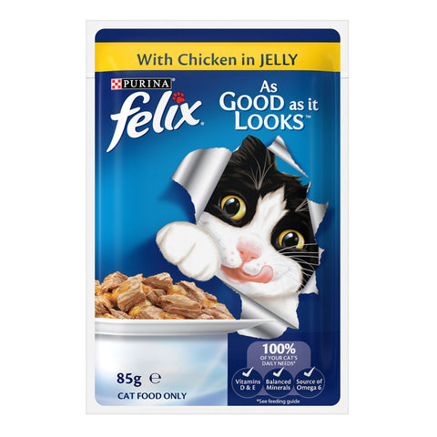 Felix Meat Menus in Jelly Adult Wet Cat Food Pouches 12x85g