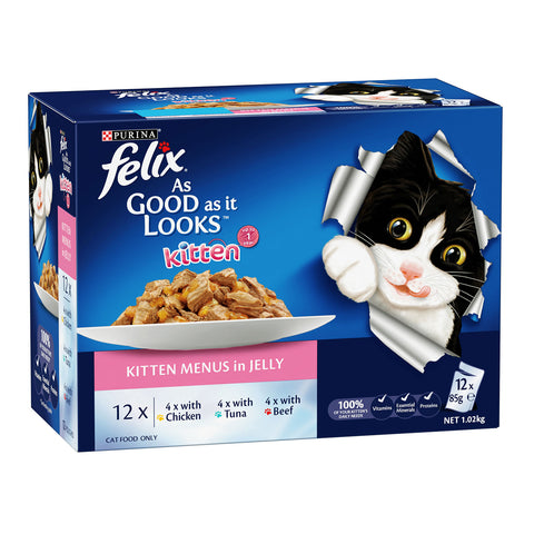 Felix Kitten Menus in Jelly Kitten Wet Cat Food Pouches 12x85g