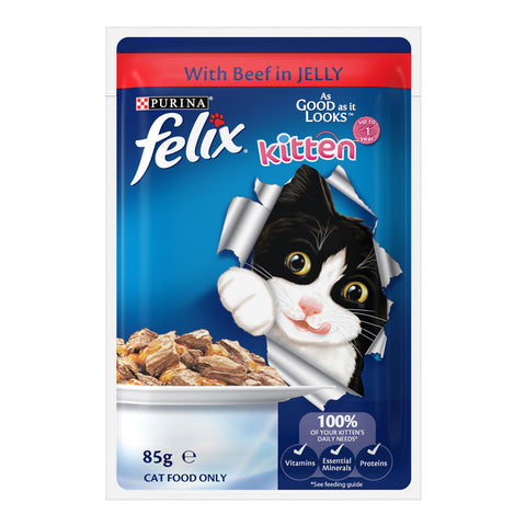 Felix Kitten Menus in Jelly Kitten Wet Cat Food Pouches 12x85g