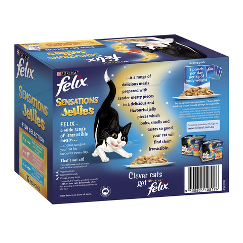 Felix Sensations Jellies Fish Selection Adult Wet Cat Food Pouches 12x85g