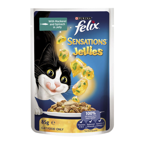 Felix Sensations Jellies Fish Selection Adult Wet Cat Food Pouches 12x85g