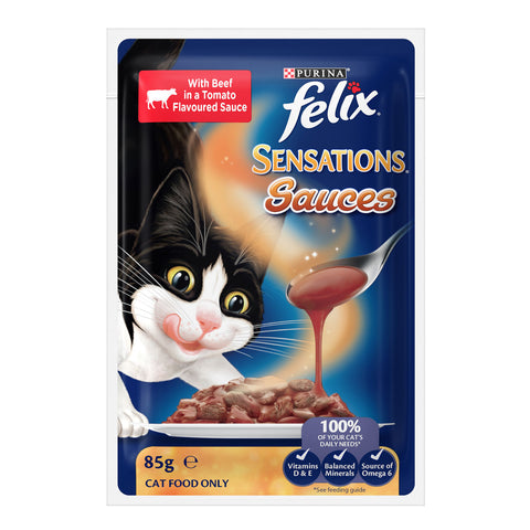 Felix Sensations Sauces Meat Selection Adult Wet Cat Food Pouches 12x85g