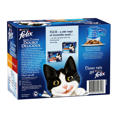 Felix Meat Selection in Jelly Adult Wet Cat Food Pouches 12x85g