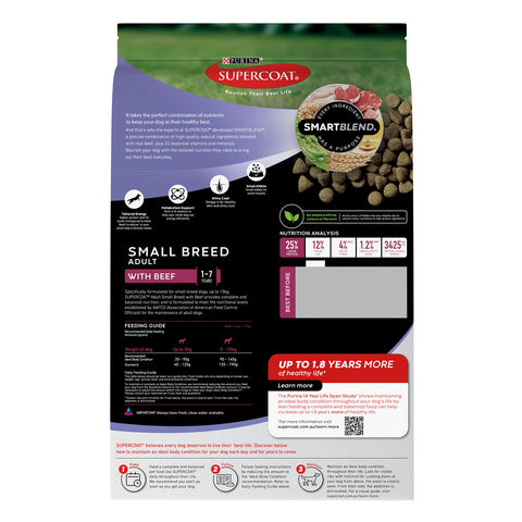 Supercoat Small Breed Beef Adult Dry Dog Food 2.8kg