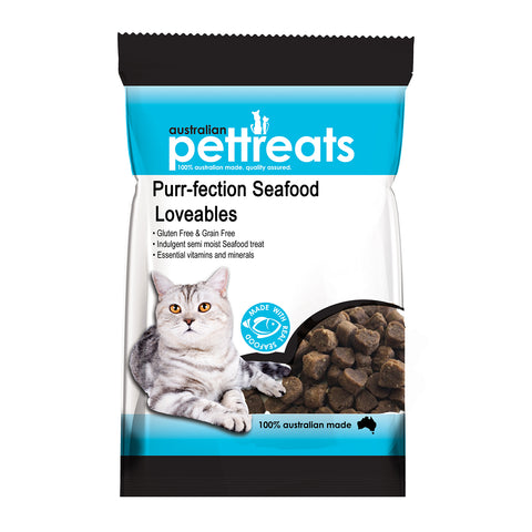 Australian Pet Treats Purr-Fection Seafood Loveables Cat Treats 80g