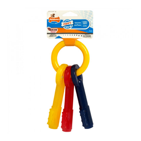 Nylabone Teething Puppy Chew Keys Bacon Flavour Dog Toy