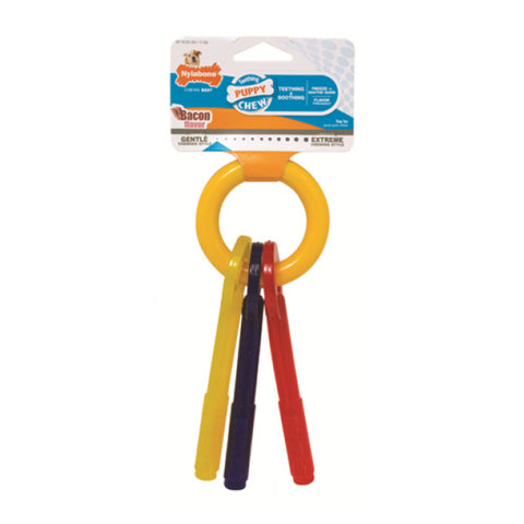 Nylabone Teething Puppy Chew Keys Bacon Flavour Dog Toy