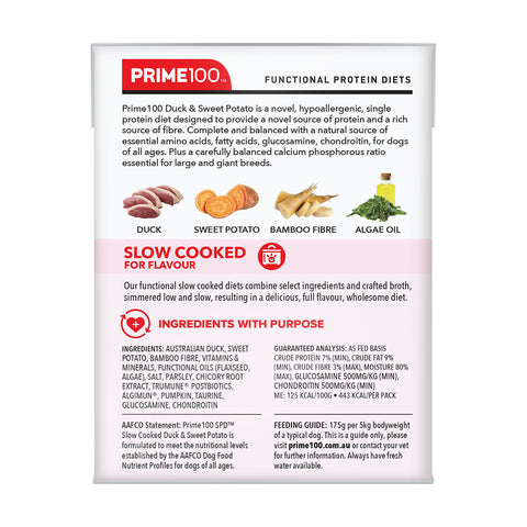 Prime100 SPD Slow Cooked Duck & Sweet Potato Adult Wet Dog Food 354g