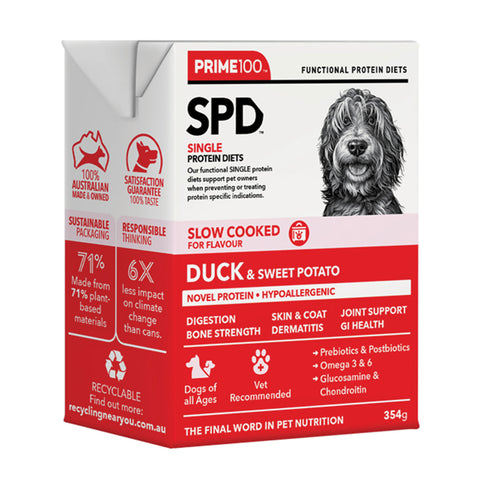 Prime100 SPD Slow Cooked Duck & Sweet Potato Adult Wet Dog Food 354g