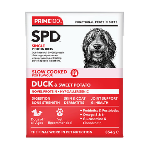 Prime100 SPD Slow Cooked Duck & Sweet Potato Adult Wet Dog Food 354g