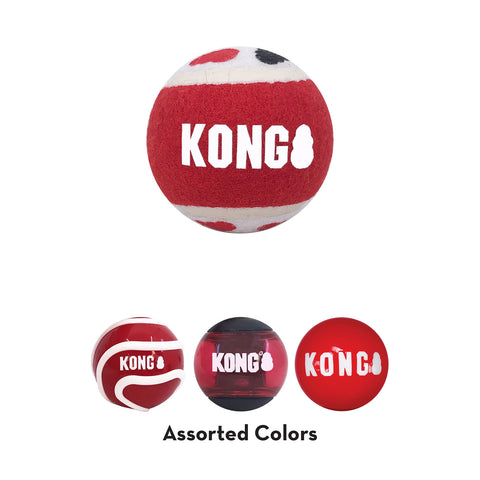 Kong Signature Balls Assorted Dog Toy Medium 4pk