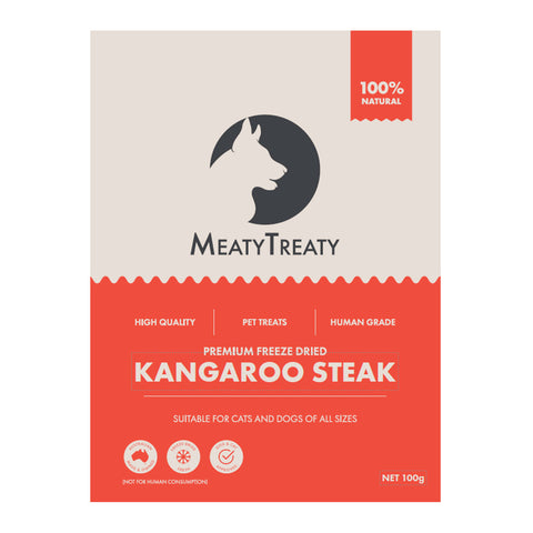 Meaty Treaty Freeze Dried Kangaroo Steak Dog & Cat Treats 80g