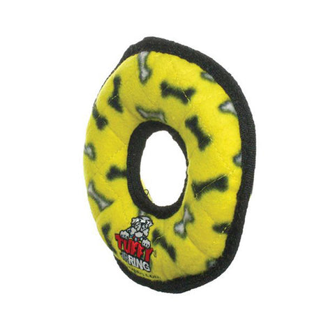 Tuffy Jr Ring Yellow Bone Dog Toy