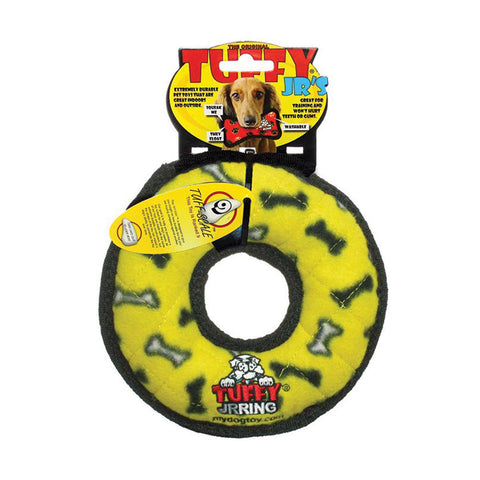 Tuffy Jr Ring Yellow Bone Dog Toy