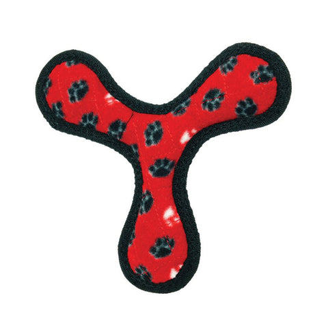 Tuffy Jr Boomerang Red Paw Print Dog Toy