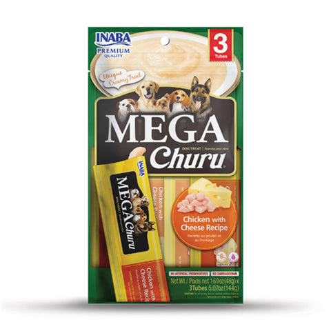 Inaba Mega Churu Chicken with Cheese Dog Treats 48g Tubes 3pk