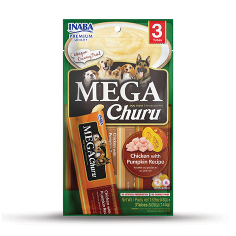 Inaba Mega Churu Chicken with Pumpkin Dog Treats 48g Tubes 3pk