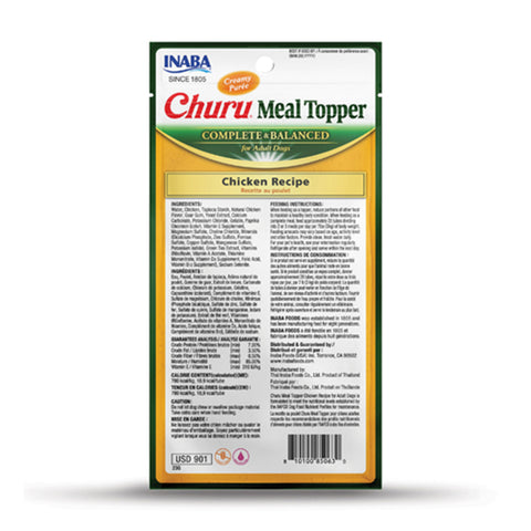 Inaba Meal Topper Churu Chicken Dog Treats Tubes 4pk