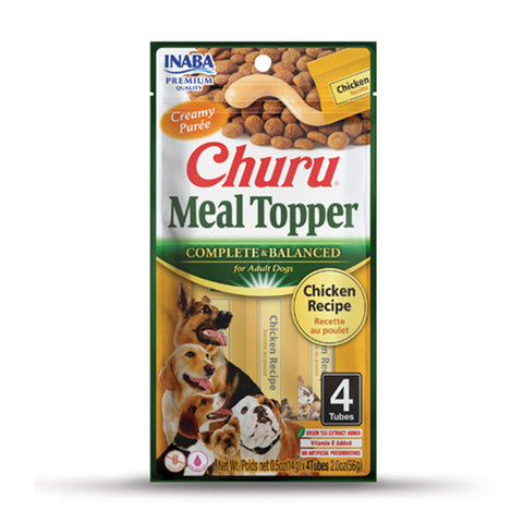 Inaba Meal Topper Churu Chicken Dog Treats Tubes 4pk