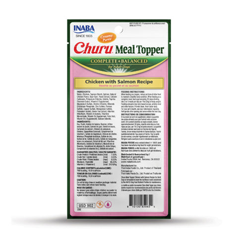 Inaba Meal Topper Churu Chicken with Salmon Dog Treats Tubes 4pk