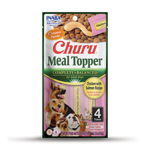 Inaba Meal Topper Churu Chicken with Salmon Dog Treats Tubes 4pk