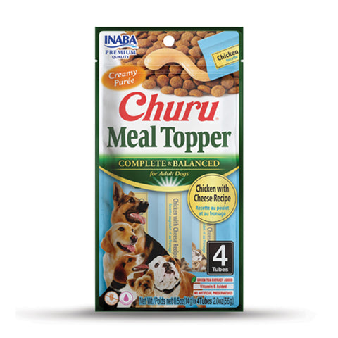 Inaba Meal Topper Churu Chicken with Cheese Dog Treats Tubes 4pk