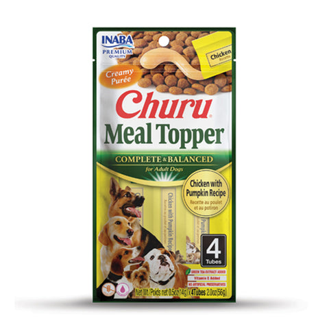 Inaba Meal Topper Churu Chicken with Pumpkin Dog Treats Tubes 4pk