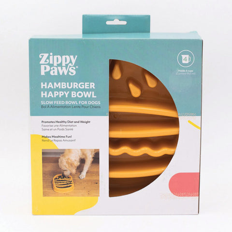 ZippyPaws Happy Bowl Burger Slow Feeder Bowl for Dogs