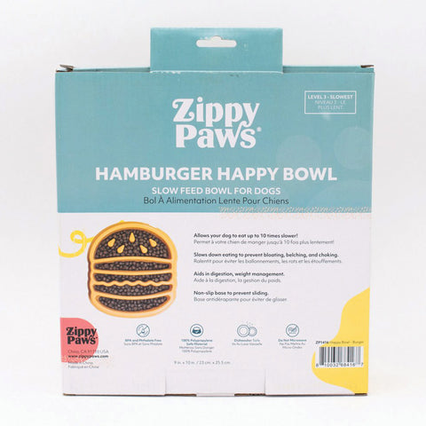 ZippyPaws Happy Bowl Burger Slow Feeder Bowl for Dogs