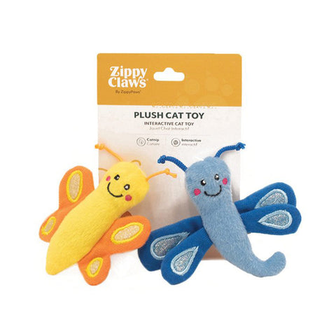 ZippyClaws Butterfly and Dragonfly Cat Toys 2pk