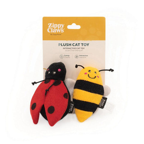 ZippyClaws Ladybug and Bee Cat Toys 2pk