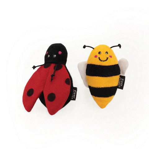 ZippyClaws Ladybug and Bee Cat Toys 2pk