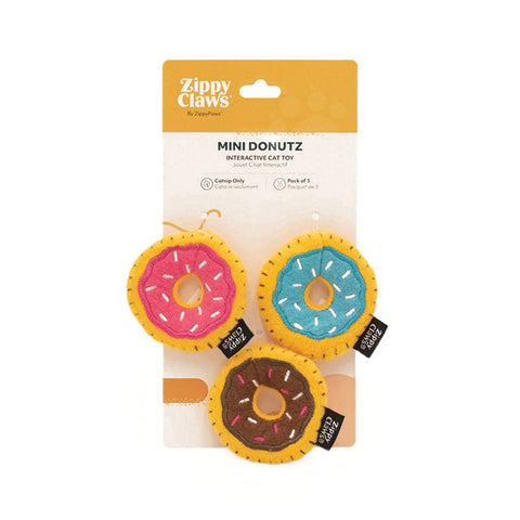 ZippyClaws Mini Donutz Cat Toys 3pk