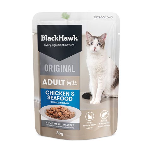 Black Hawk Chicken & Seafood in Gravy Adult Wet Cat Food