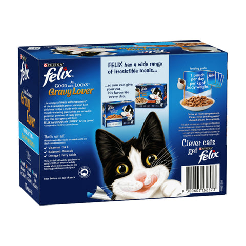 Felix Gravy Lovers Fish Selection Adult Wet Cat Food Pouches 12 x 85g