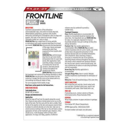 Frontline Plus Flea Treatment For Dogs 40-60kg Red