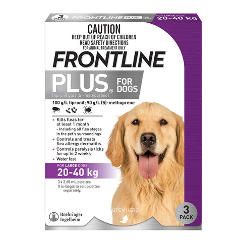 Frontline Plus Flea Treatment For Dogs 20-40kg Purple