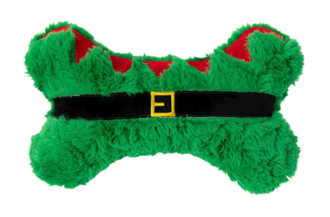 FuzzYard Christmas Elf Furry Bone Dog Toy