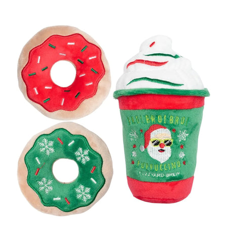 FuzzYard Christmas Puppuccino & Donuts Dog Toy 3pk