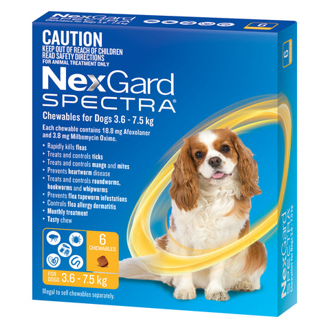 NexGard Spectra Dog 3.6-7.5kg Yellow