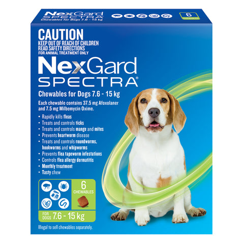 NexGard Spectra Dog 7.6-15kg Green