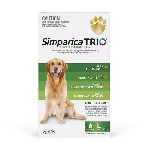 Simparica Trio Dog 20.1 - 40kg Green